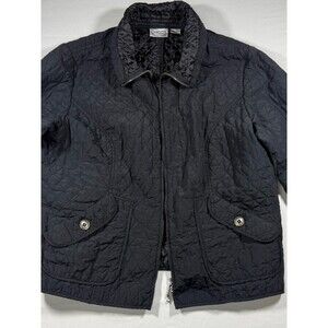 Chico’s Black Diamond Quilted Zip Jacket - Size 1 (Medium / 8-10)